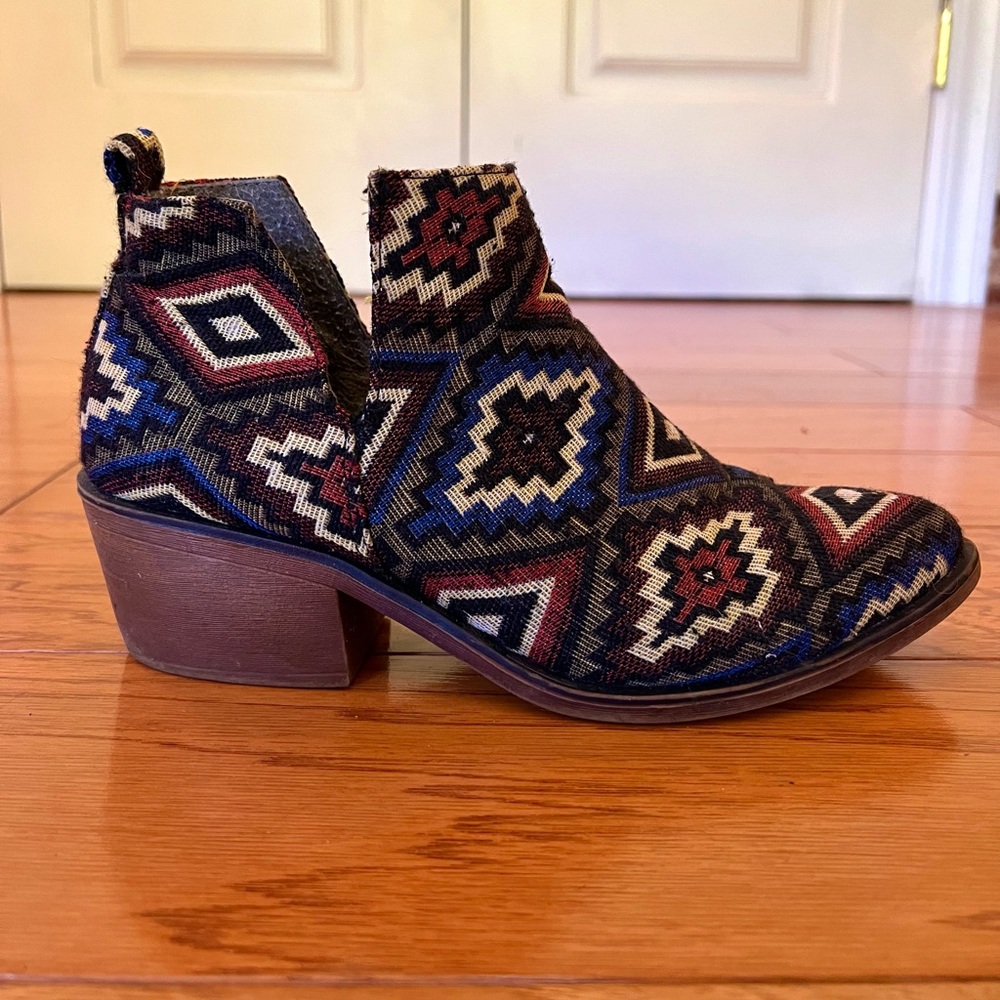 Woven tapestry boho ankle boots, women’s 39